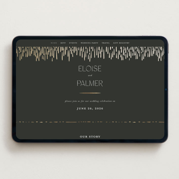 "Fringe" - Wedding Website in Midnight by Leah Bisch - Desktop Design