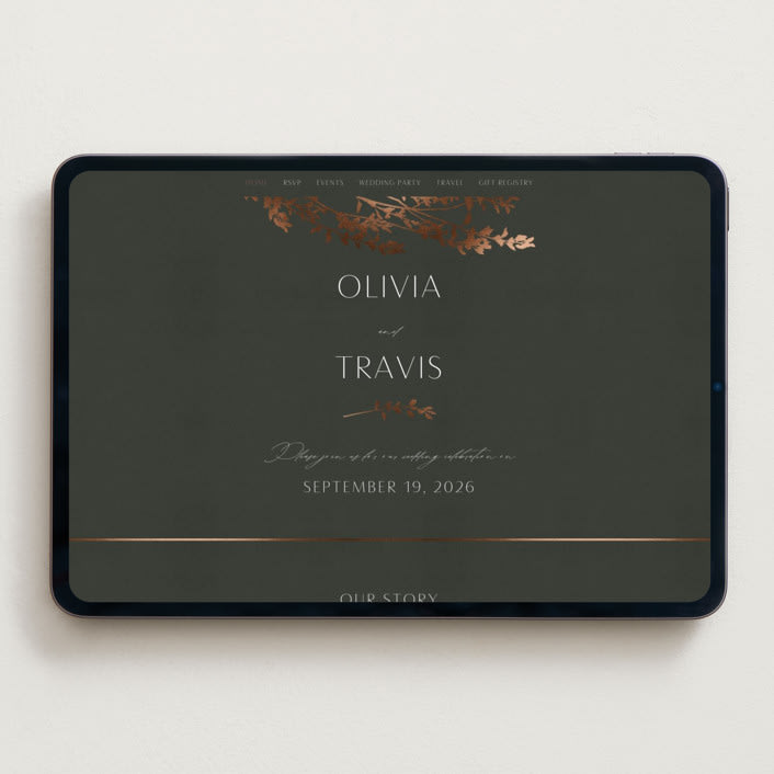 "Quince" - Wedding Website in Ivy by Kelly Schmidt - Desktop Design
