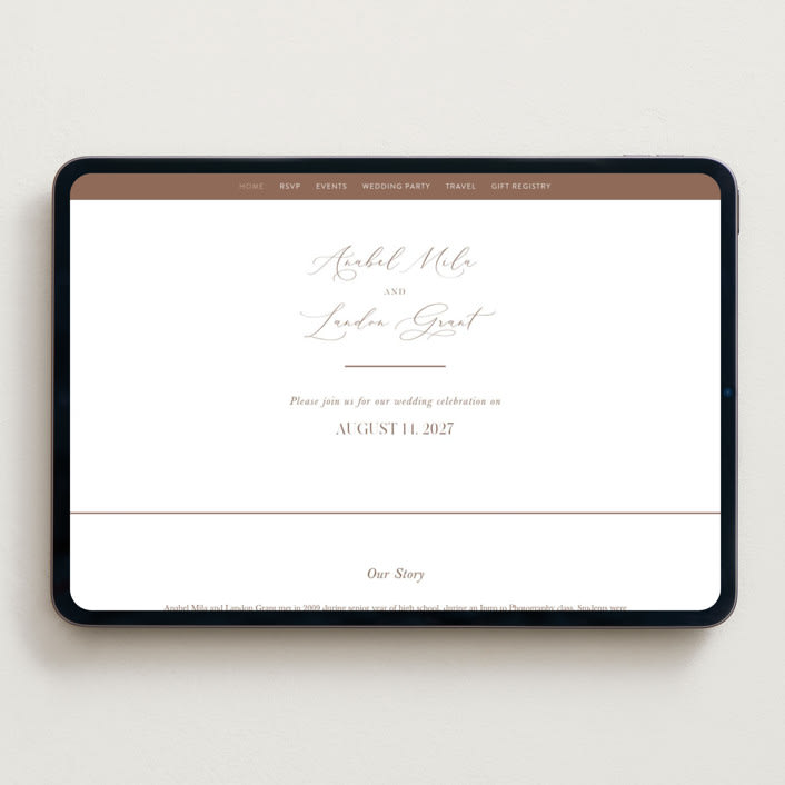 "Luxe script" - Wedding Website in Pearl by Hooray Creative - Desktop Design