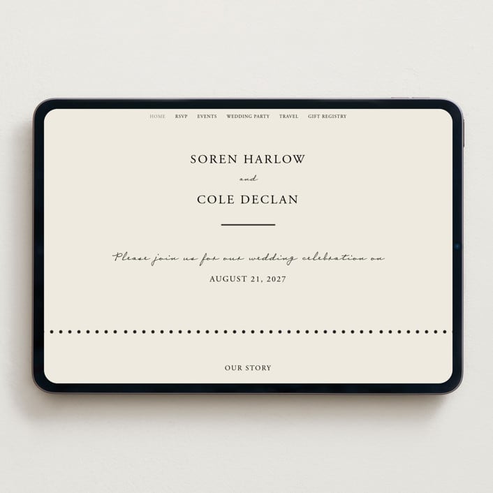 "Simply" - Wedding Website in Linen by Brianne Larsen - Desktop Design