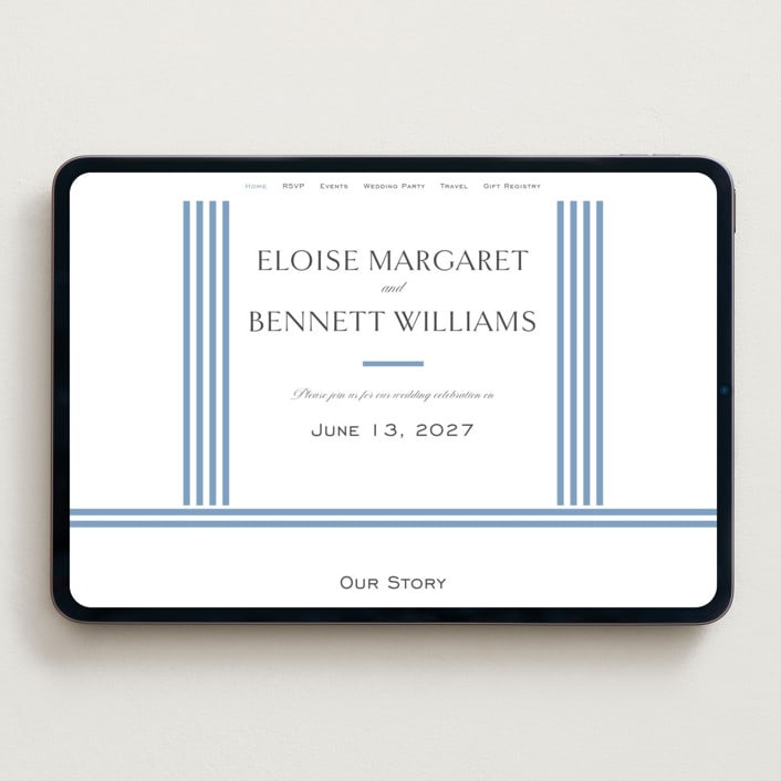"Boulevard" - Wedding Website in French Blue by Megan Davis - Desktop Design