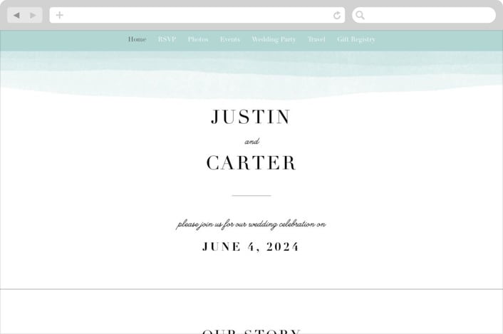 "Old Post Road" - Wedding Website in Sea Salt by Jennifer Wick - Desktop Design
