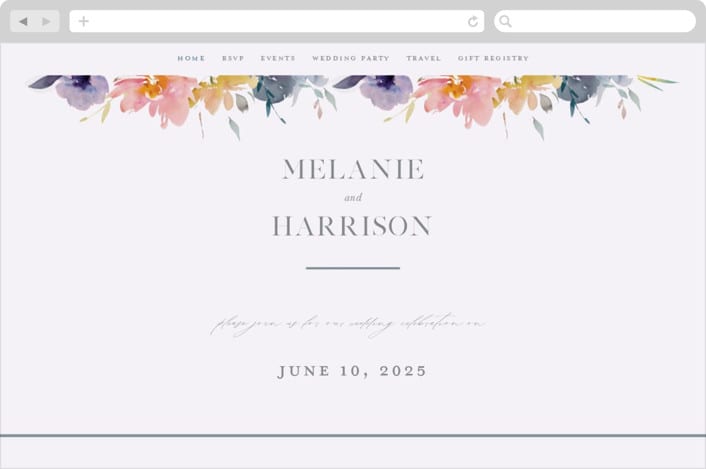 "Cheerful Bouquet" - Wedding Website in Chardonnay by Lori Wemple - Desktop Design