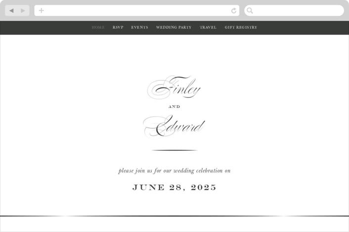 "Vow" - Wedding Website in Tuxedo by Leah Bisch - Desktop Design