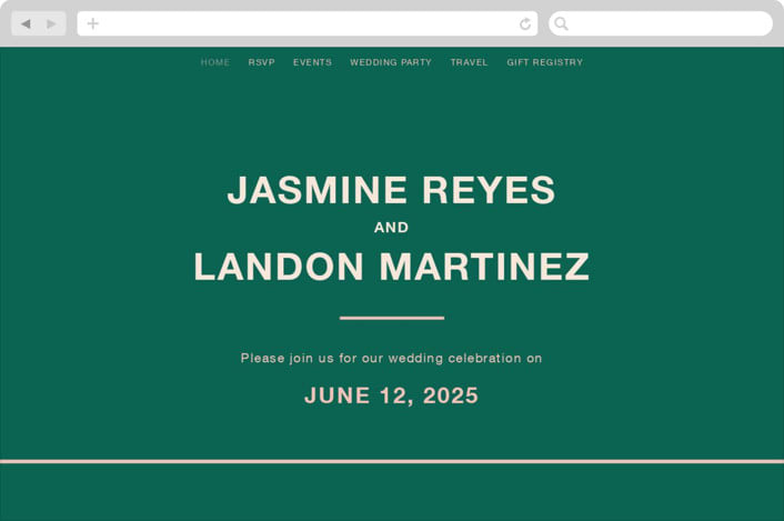 "Bold Type" - Wedding Website in Parrot by Owl and Toad - Desktop Design