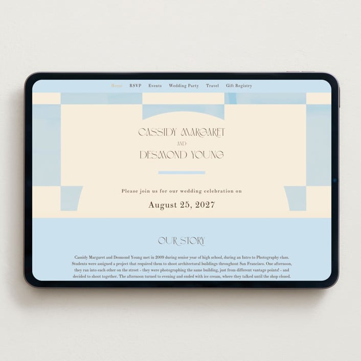 "Checker Wash" - Wedding Website in Ivory by Baumbirdy - Desktop Design