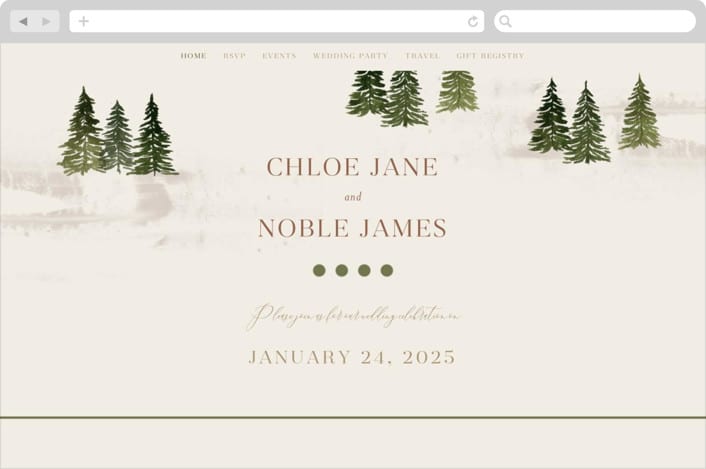 "Into the Forest" - Wedding Website in Cream by Alethea and Ruth - Desktop Design