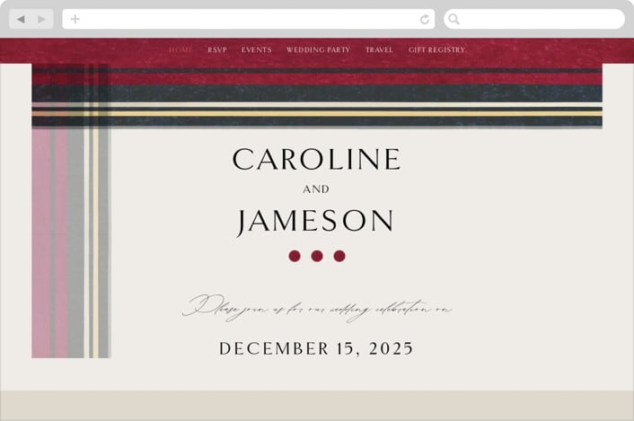 "Holiday Tartan" - Wedding Website in Cranberry by Erin Deegan - Desktop Design
