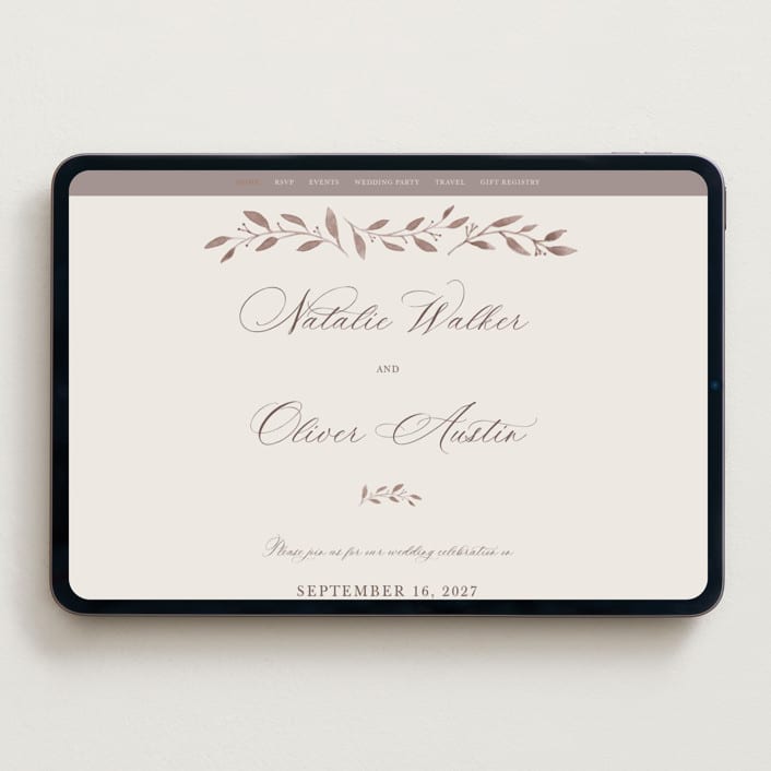 "Delicate monogram" - Wedding Website in Ecru by Hooray Creative - Desktop Design