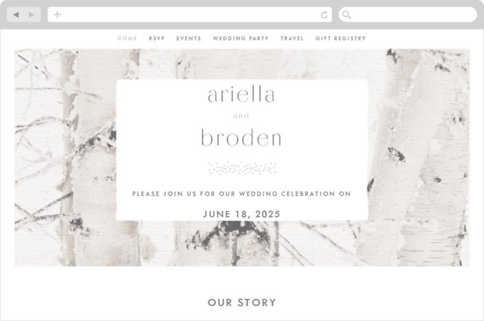 "Winter Birch" - Wedding Website in Natural by Melanie Severin - Desktop Design