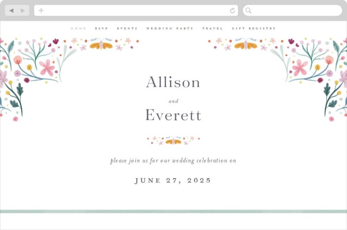 "Delicate Garden" - Wedding Website in Wildflower by Ashley DeMeyere - Desktop Design