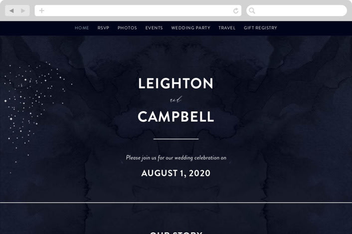 "Celestial" - Wedding Website in Night Sky by Carly Reed Walker - Desktop Design
