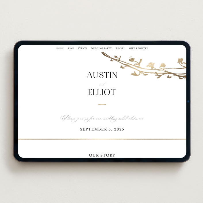 "Floral Enlace" - Wedding Website in Blanc by Pati Cascino - Desktop Design