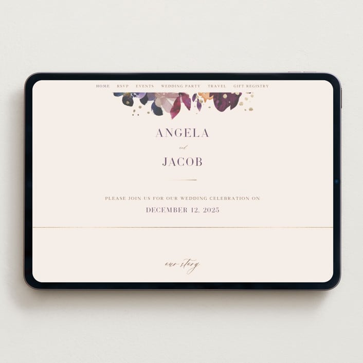 "Bouquet" - Wedding Website in Cream by Lori Wemple - Desktop Design