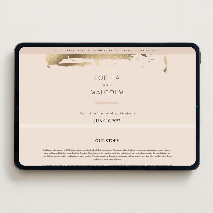 "Modern Serene" - Wedding Website in Blush by Hannah Williams - Desktop Design