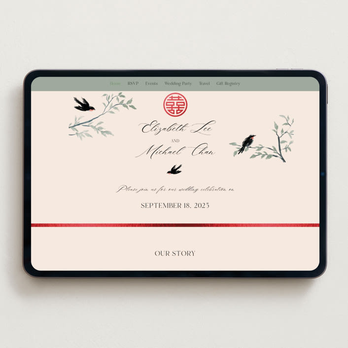 "LOVEBIRDS" - Wedding Website in Cream by Elly - Desktop Design