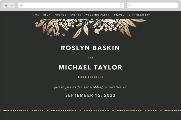 "Gather" - Wedding Website in Ebony by Leah Bisch - Desktop Design