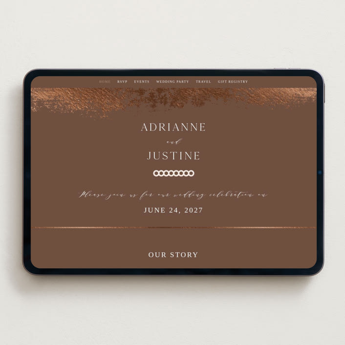 "Woodland Hills" - Wedding Website in Copper by Eric Clegg - Desktop Design