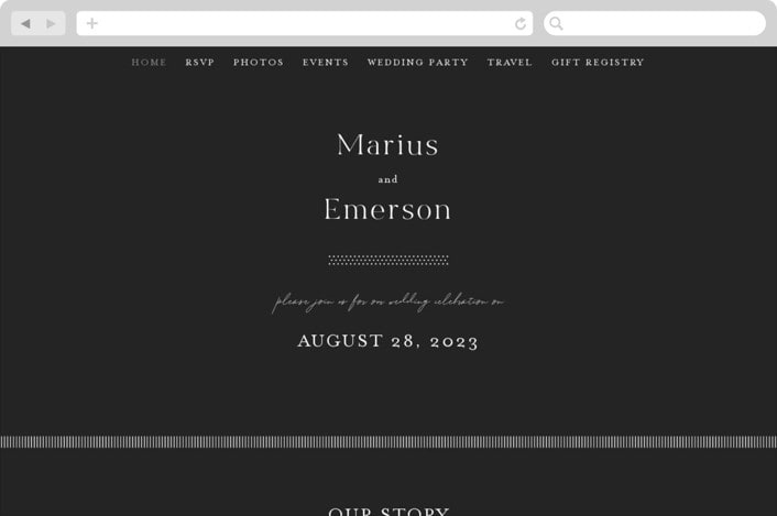 "Finley" - Wedding Website in Onyx by Kristie Kern - Desktop Design