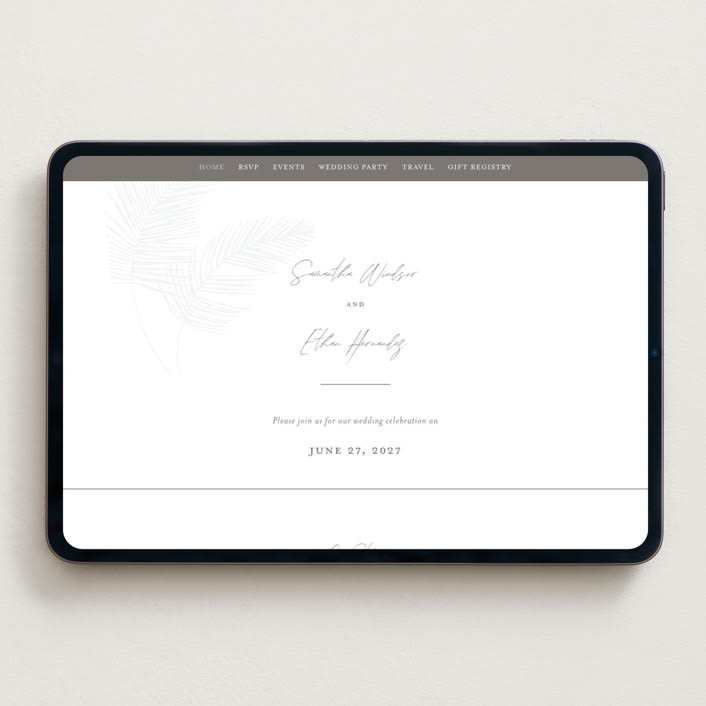 "Palm Arbor" - Wedding Website in Graphite by Owl and Toad - Desktop Design