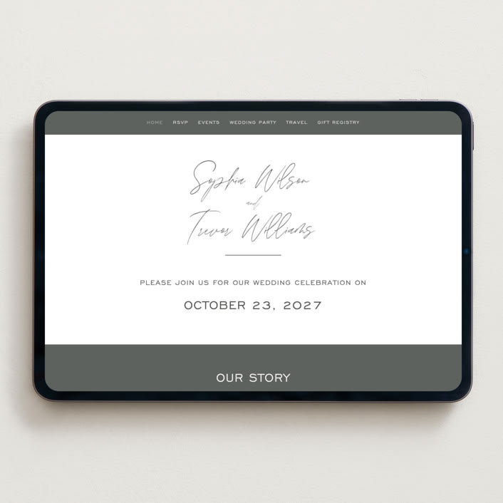 "terrace" - Wedding Website in Pewter by Owl and Toad - Desktop Design