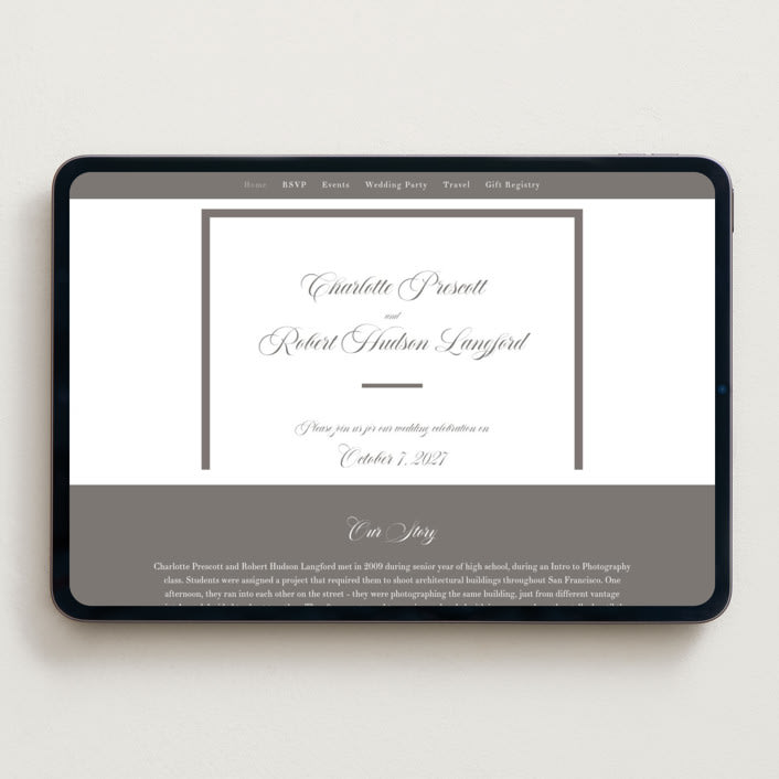 "Lowcountry" - Wedding Website in Graphite by Megan Davis - Desktop Design