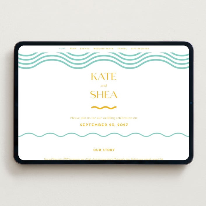 "Good Vibes" - Wedding Website in Seafoam by Claudia Orengo - Desktop Design