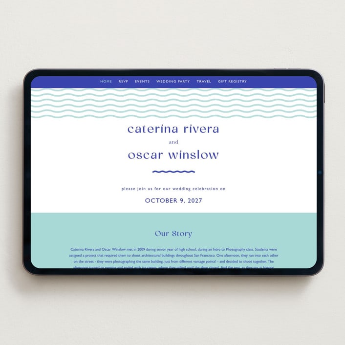 "With a Twist" - Wedding Website in Blue Violet by Olivia Raufman - Desktop Design