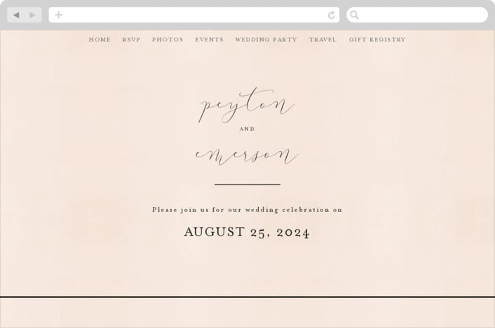 "Simply Perfect" - Wedding Website in Blush by Brianne Larsen - Desktop Design