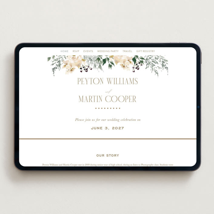 "Sprigs of Joy" - Wedding Website in Pearl by Leah Bisch - Desktop Design