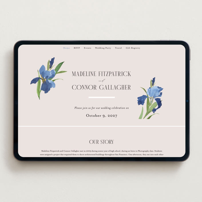 "Irises" - Wedding Website in Natural by Everett Paper Goods - Desktop Design