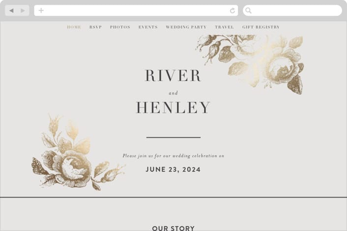"Beloved" - Wedding Website in Mist by Design Lotus - Desktop Design