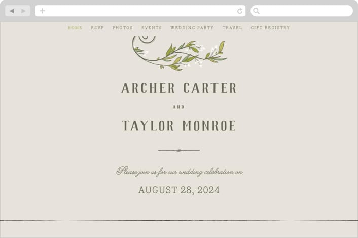 "Rustic Love" - Wedding Website in Parchment by GeekInk Design - Desktop Design