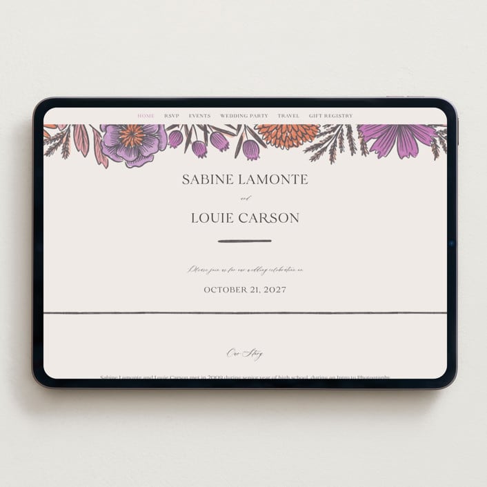 "Fleur" - Wedding Website in Sangria by Jen Owens - Desktop Design