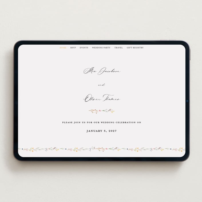 "delicate florals" - Wedding Website in Snow by Lori Wemple - Desktop Design
