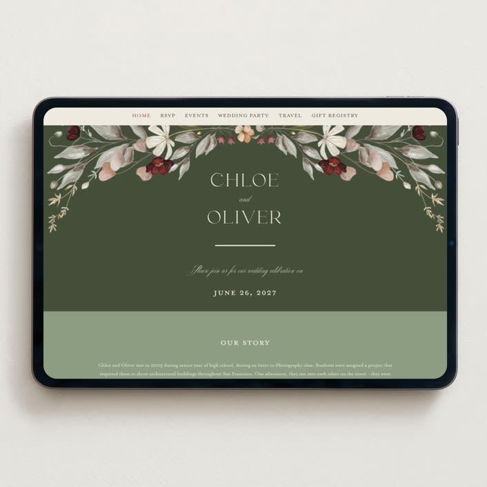 "fleur sauvage" - Wedding Website in Vert by Erin Deegan - Desktop Design