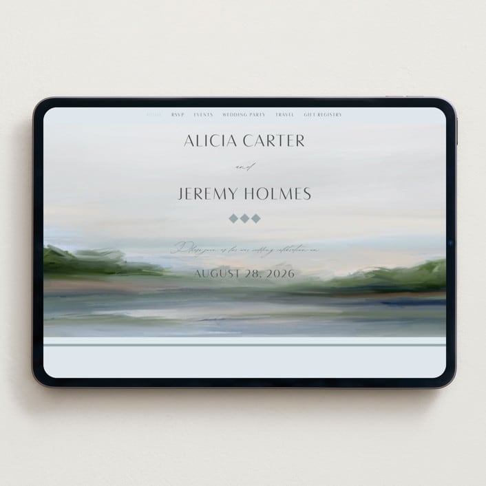 "Calm Water" - Wedding Website in Sky by Nicole Walsh - Desktop Design