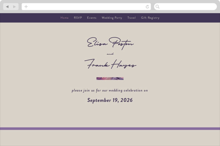 "Elisa" - Wedding Website in Orchid by Simona Camp - Desktop Design
