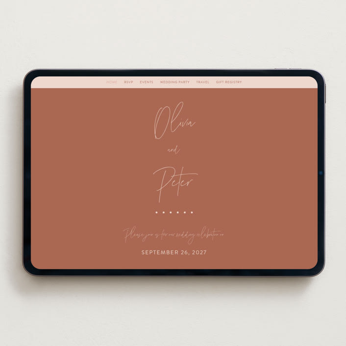 "Signed" - Wedding Website in Terracotta by JoAnn Jinks - Desktop Design