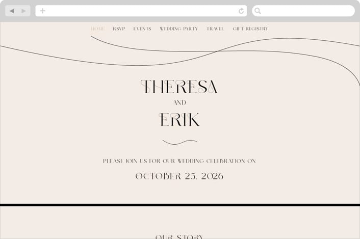 "Engraved" - Wedding Website in Charcoal by Claudia Orengo - Desktop Design