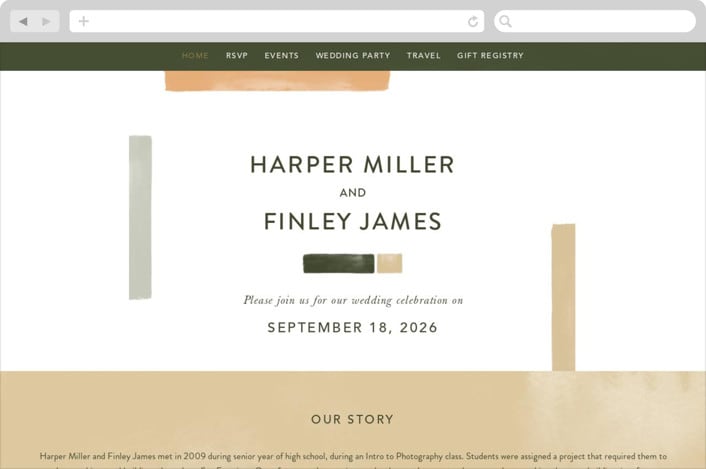"Concord" - Wedding Website in Moss by Robert and Stella - Desktop Design