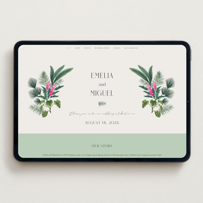 "Tropical garden" - Wedding Website in Palm by Elly - Desktop Design