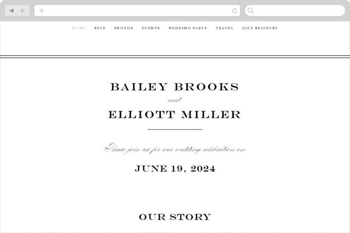 "Downtown" - Wedding Website in Onyx by Lauren Chism - Desktop Design