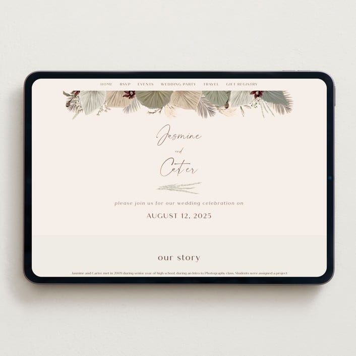 "Jasmine" - Wedding Website in Dusk by Susan Moyal - Desktop Design