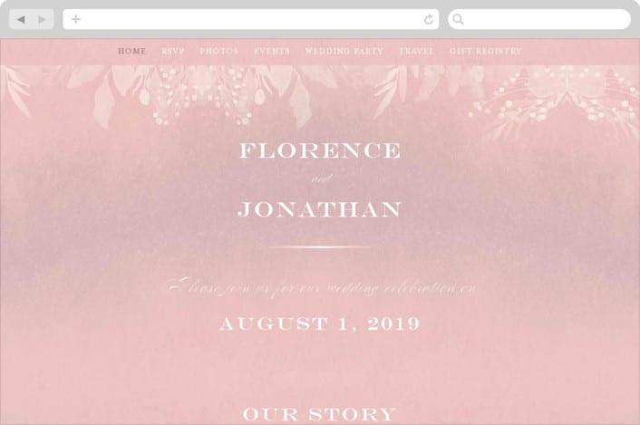 "Summer Bliss" - Wedding Website in Blush by Grace Kreinbrink - Desktop Design