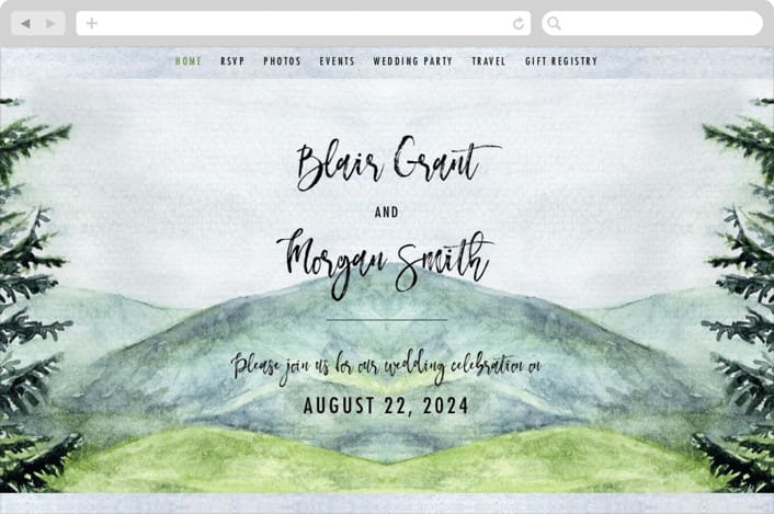 "Into the Woods" - Wedding Website in Forest by Elly - Desktop Design