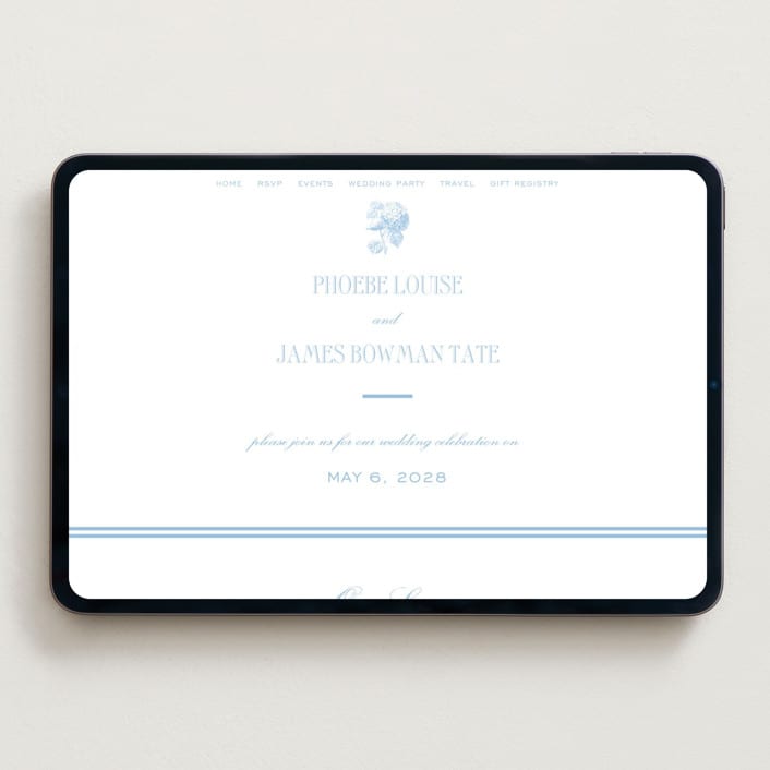 "Chesapeake" - Wedding Website in Sky Blue by Megan Davis - Desktop Design