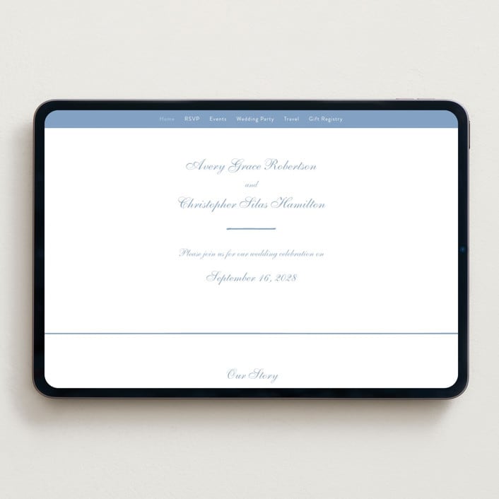 "Villa" - Wedding Website in Provincial Blue by Blustery August - Desktop Design