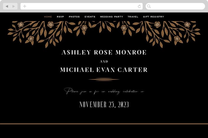 "Grand Natura" - Wedding Website in Noir by GeekInk Design - Desktop Design
