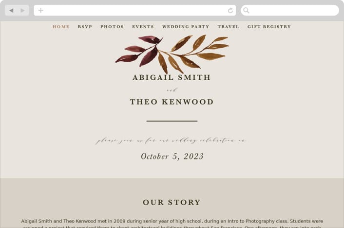 "botanical portrait" - Wedding Website in LeatherLeather by Kate Ahn - Desktop Design
